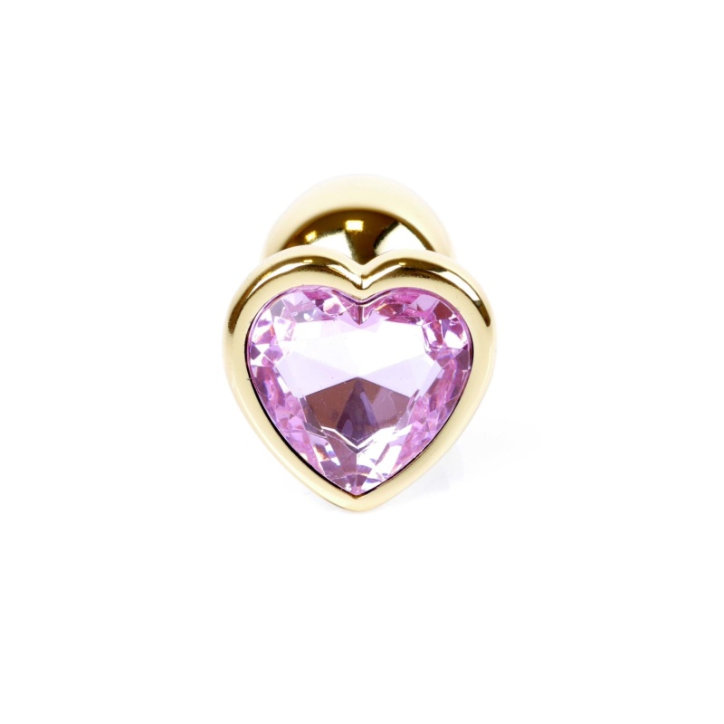 Biżuteria analna Gold Heart Plug Rose - stal nierdzewna, profil sercowy, długość 7 cm, średnica 2,7 cm - 1