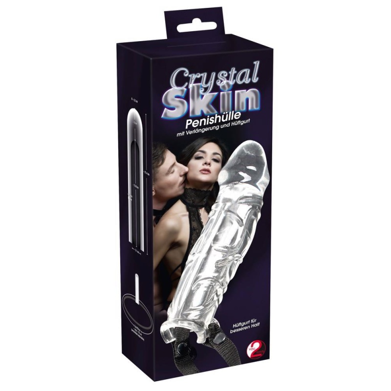Nakładka na penisa Crystal Skin – przezroczysta tuleja mechaniczna 13,6 cm, wydłużenie 5 cm - 1