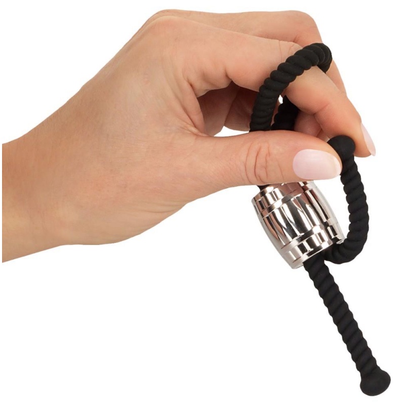 Regulowana pętla erekcyjna Rebel Heavy Rope Cock Strap z przesuwnym obciążeniem 84 g, długość 14,5 cm - 5