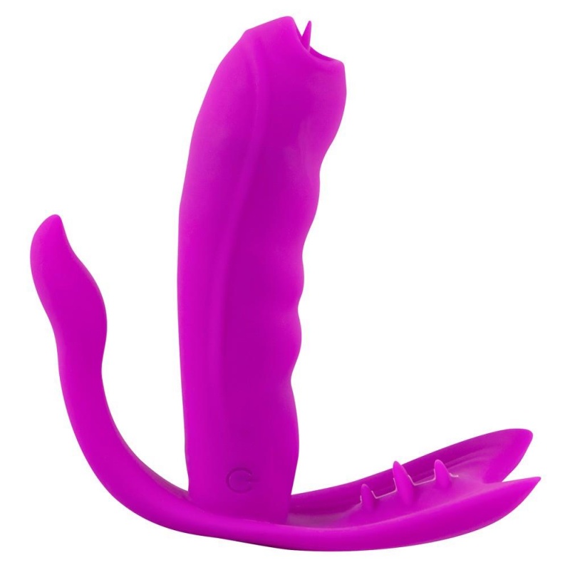 Licking Panty Vibe – stymulator waginalno-łechtaczkowo-analny z języczkami i pilotem bezprzewodowym, 11 cm - 4