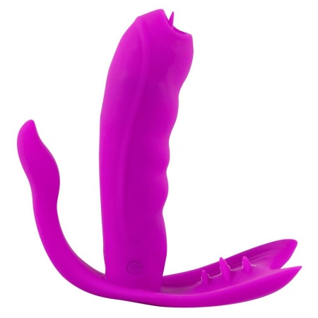 Licking Panty Vibe – stymulator waginalno-łechtaczkowo-analny z języczkami i pilotem bezprzewodowym, 11 cm - 4