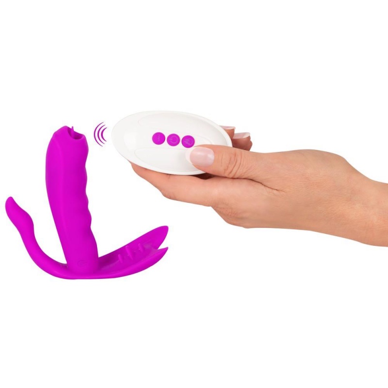 Licking Panty Vibe – stymulator waginalno-łechtaczkowo-analny z języczkami i pilotem bezprzewodowym, 11 cm - 8