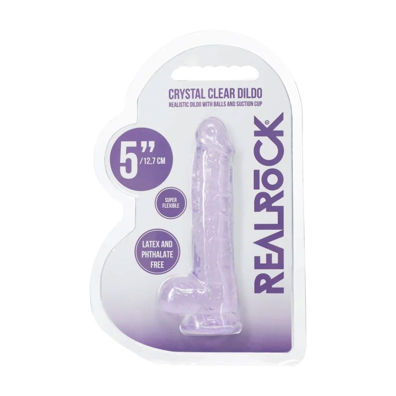 Realistic Dildo with Balls - 5" / 12,7 cm - Purple - 2