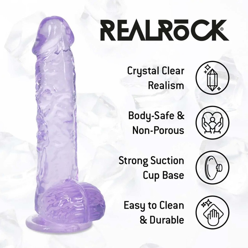 Realistic Dildo with Balls - 5" / 12,7 cm - Purple - 6