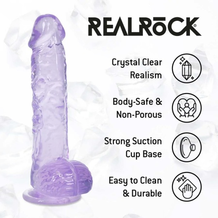 Realistic Dildo with Balls - 5" / 12,7 cm - Purple - 6