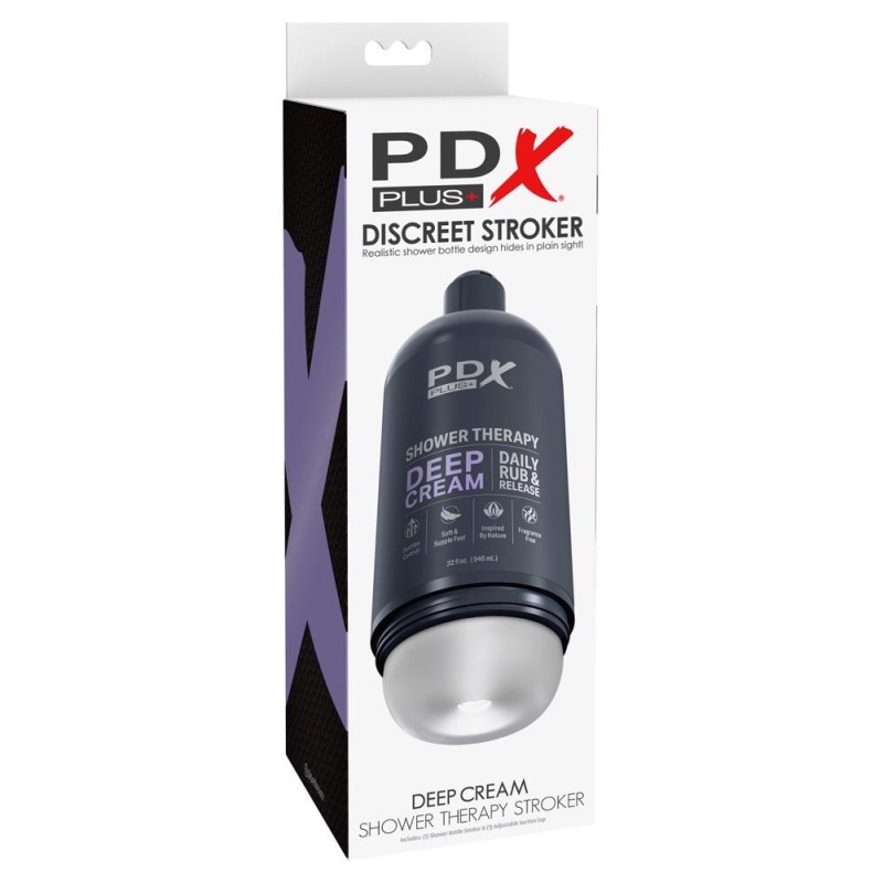 Masturbator PDX Shower Therapy Deep Cream – dyskretna butelka, regulacja podciśnienia, 20,7 cm - 1