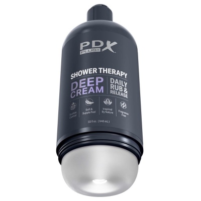 Masturbator PDX Shower Therapy Deep Cream – dyskretna butelka, regulacja podciśnienia, 20,7 cm - 1 2