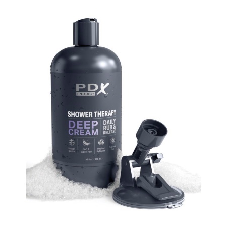 Masturbator PDX Shower Therapy Deep Cream – dyskretna butelka, regulacja podciśnienia, 20,7 cm - 5
