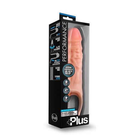 Przedłużacz penisa Performance Plus 9″ - silikonowy, z paskiem na jądra, długość całkowita 23 cm - 1