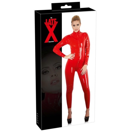 Latex Catsuit red M - 1