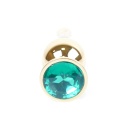 Biżuteria analna Jewellery Gold Butt Plug Green - stal nierdzewna, anatomiczny kształt, 9,5 cm - 1