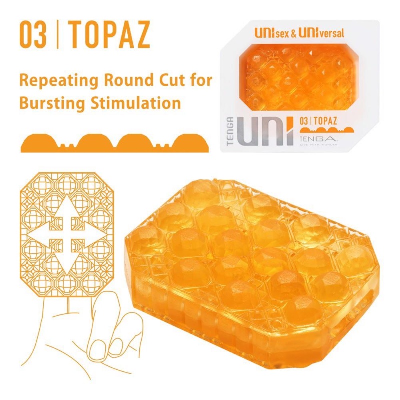 Masturbator uniwersalny Tenga UNI Topaz - elastyczny, odwracalny rękaw TPE o długości 6 cm - 2