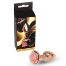 Biżuteria analna Jewellery Red Gold Plug Rose Peach - stal nierdzewna, anatomiczny korek z motywem róży, 7 cm x 2,7 cm - 8