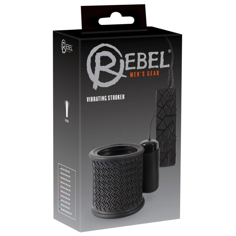 Masturbator wibracyjny Rebel Vibrating Stroker z rowkowaną tuleją silikonową 6,7 cm, 10 trybów - 1