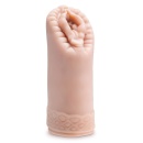 Masturbator Alyssa Beige - żebrowany kanał z 5 kulkami, otwarty, długość 13,9 cm - 2