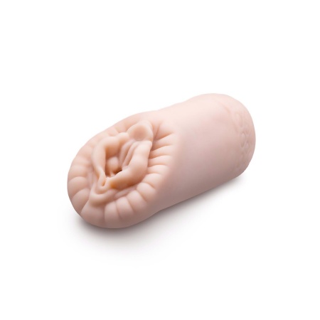Masturbator Alyssa Beige - żebrowany kanał z 5 kulkami, otwarty, długość 13,9 cm - 3