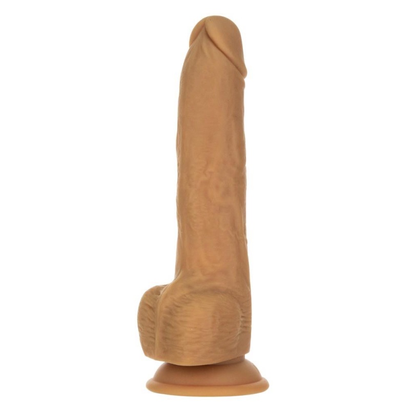 Dildo mechaniczne 9" Thrusting Dong RC Caramel – 7 prędkości, długość całkowita 22,9 cm - 4