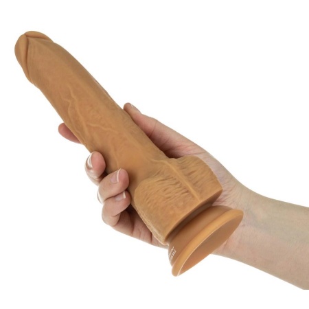 Dildo mechaniczne 9" Thrusting Dong RC Caramel – 7 prędkości, długość całkowita 22,9 cm - 6