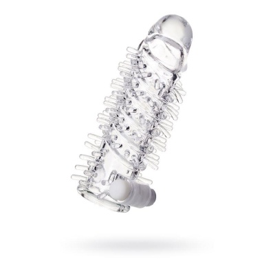 Nasadka na penisa Fril z wibrującą kulką, TPR przezroczysty, 13,4 cm - 1