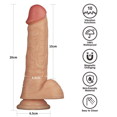 Zestaw strap-on z wibratorem 8'' (20 cm) - czarno-niebieski - 1 2