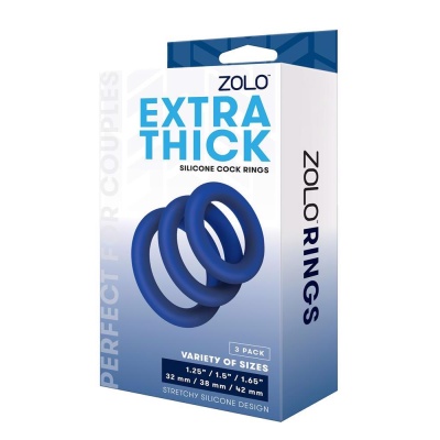 ZOLO EXTRA THICK SILICONE COCK RING 3 PK - 1