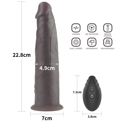 Wibrator Rotacyjny Dual Layered Platinum Silicone 23 cm z Przyssawką - 1 2