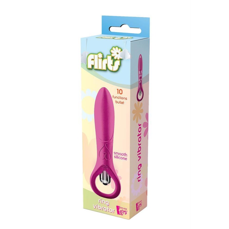 Wibrator Ring Vibrator Pink 10 funkcji z pierścieniem uchwytowym i zakrzywioną końcówką 15,5 cm - 1