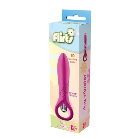 Wibrator Ring Vibrator Pink 10 funkcji z pierścieniem uchwytowym i zakrzywioną końcówką 15,5 cm - 1