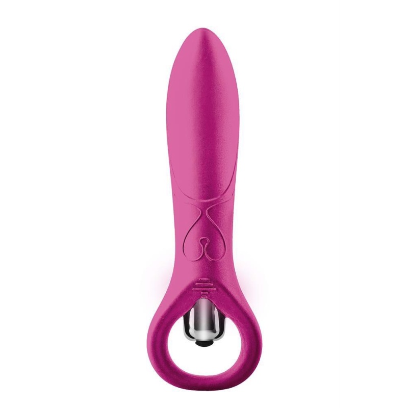 Wibrator Ring Vibrator Pink 10 funkcji z pierścieniem uchwytowym i zakrzywioną końcówką 15,5 cm - 2