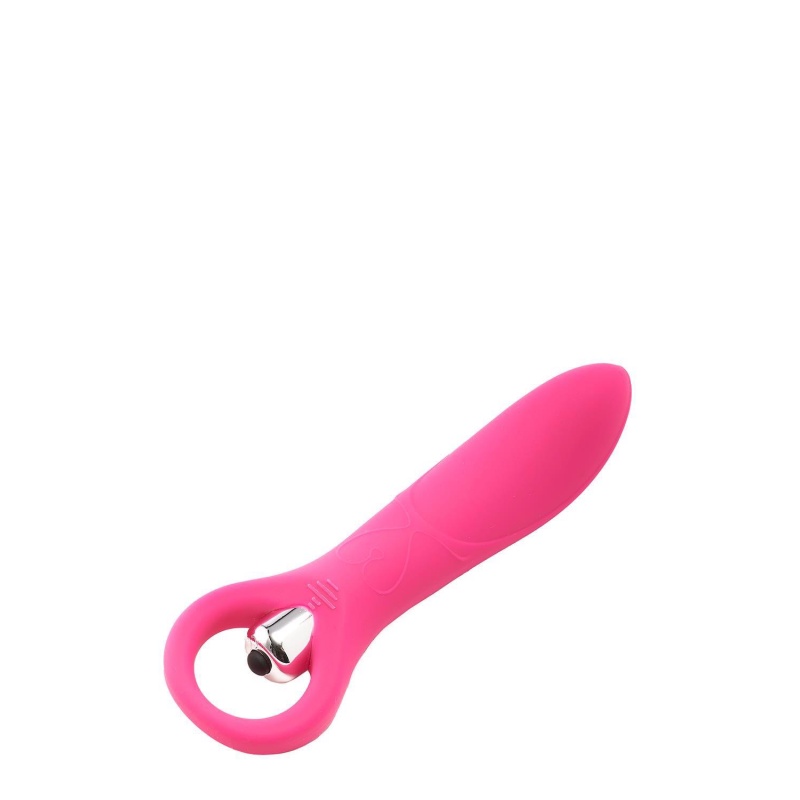 Wibrator Ring Vibrator Pink 10 funkcji z pierścieniem uchwytowym i zakrzywioną końcówką 15,5 cm - 4