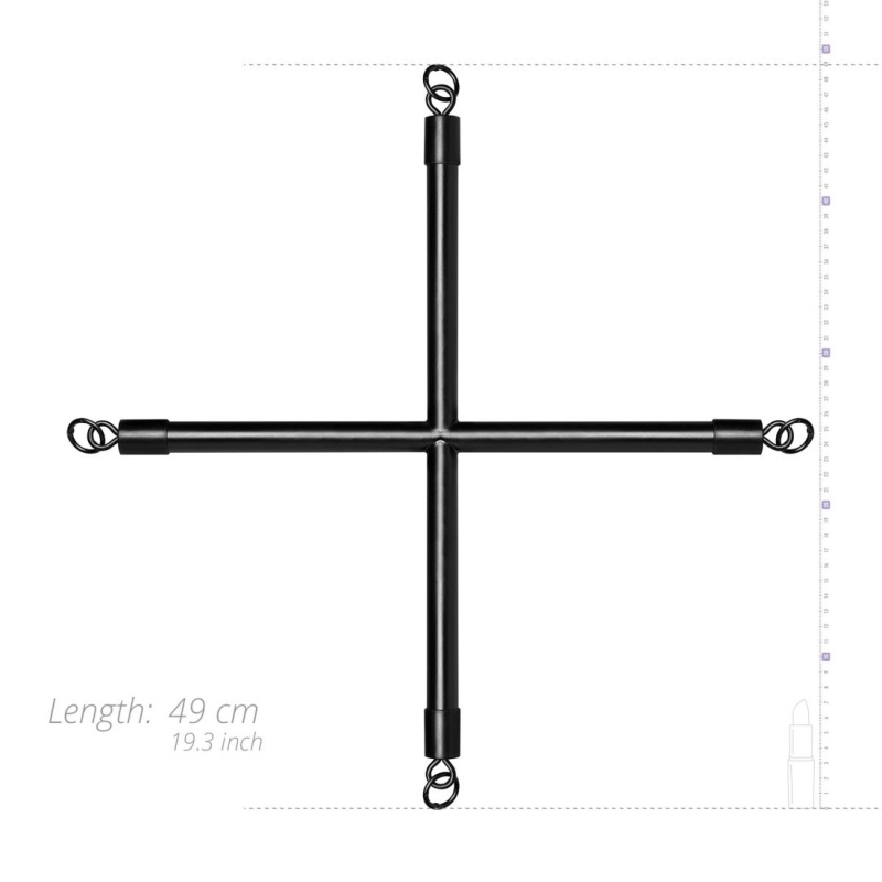 Bedroom Fantasies - Hog Tie Cross BarWith Cuffs Black - 6