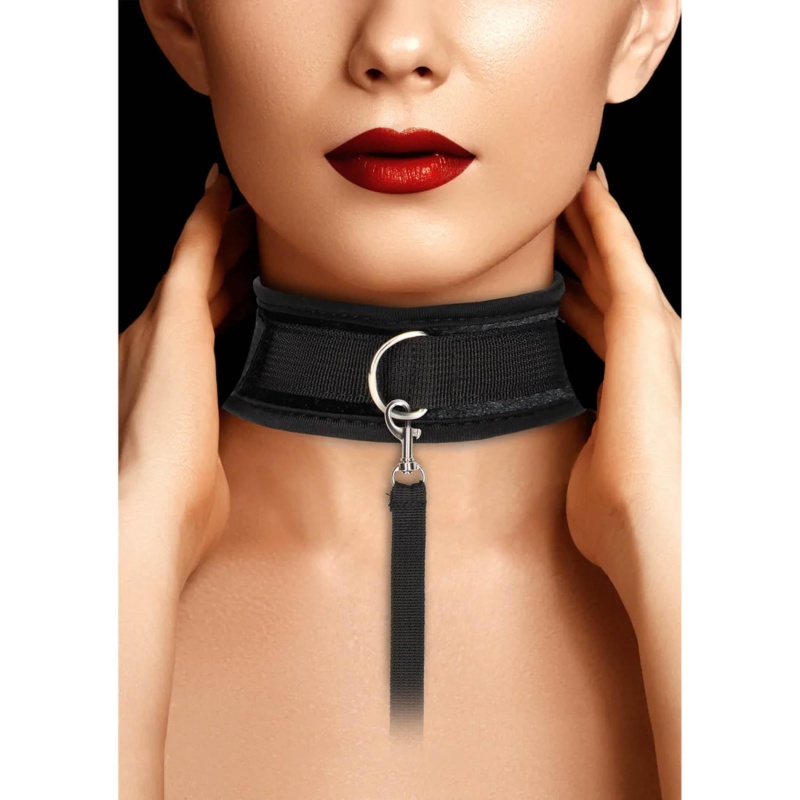 Velvet Adjustable Collar with Leash - 3