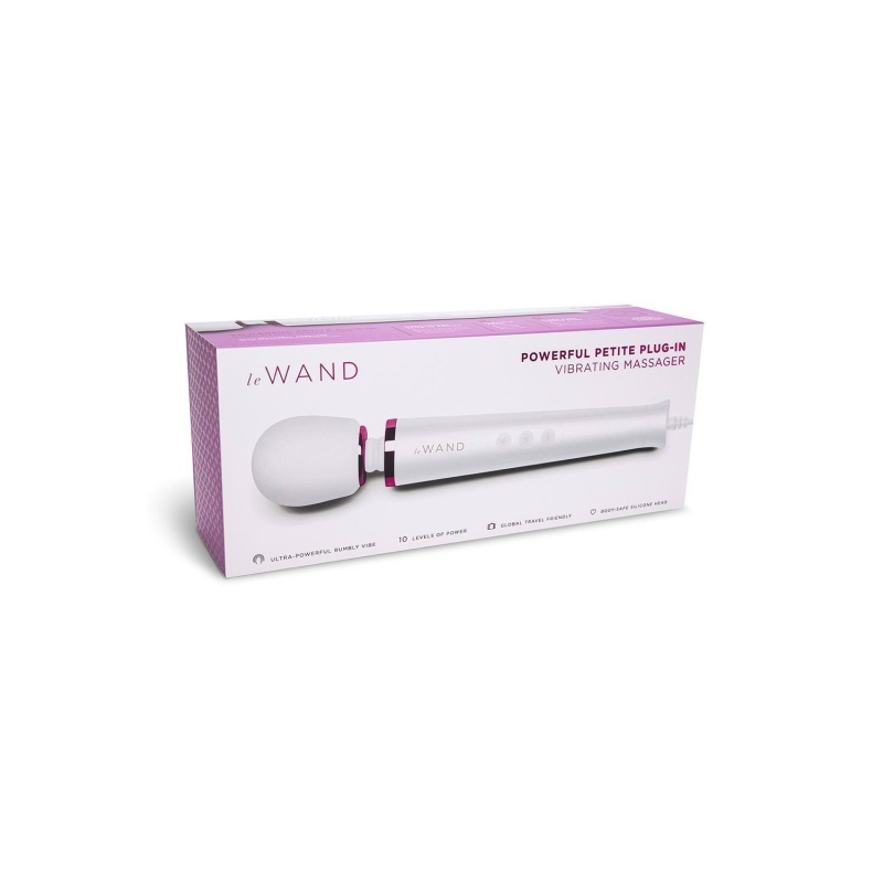 Powerful Petite Plug-In White - masażer-wibrator sieciowy z silikonową głowicą, 10 intensywności, 6 wzorców, 25 cm - 1
