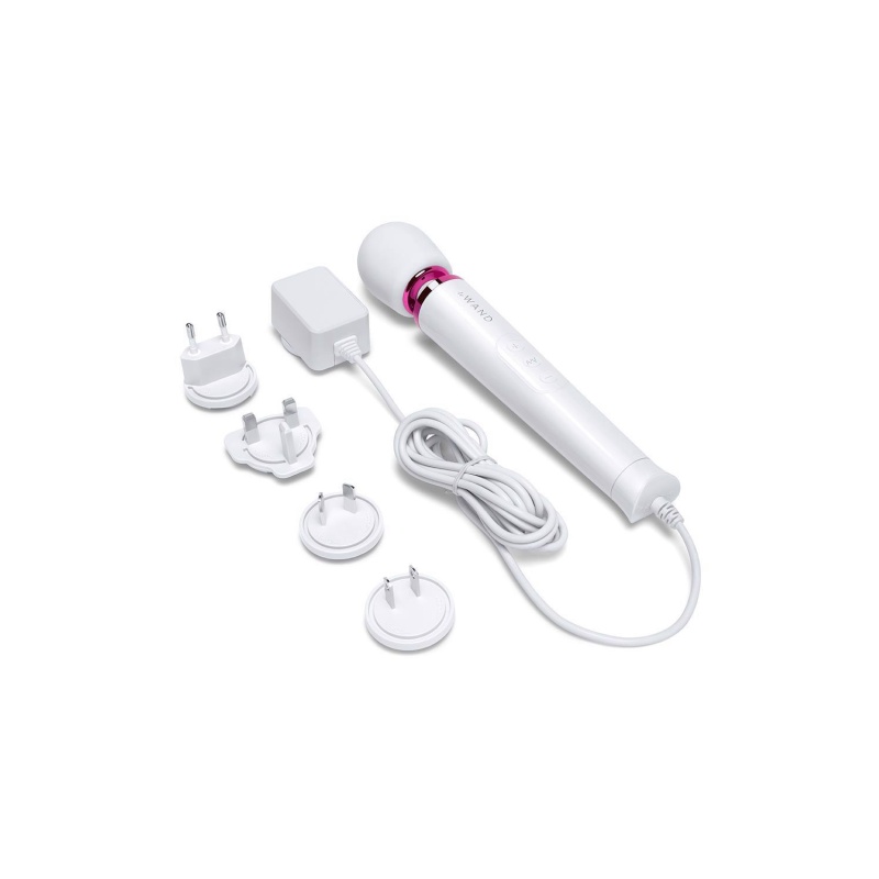 Powerful Petite Plug-In White - masażer-wibrator sieciowy z silikonową głowicą, 10 intensywności, 6 wzorców, 25 cm - 3