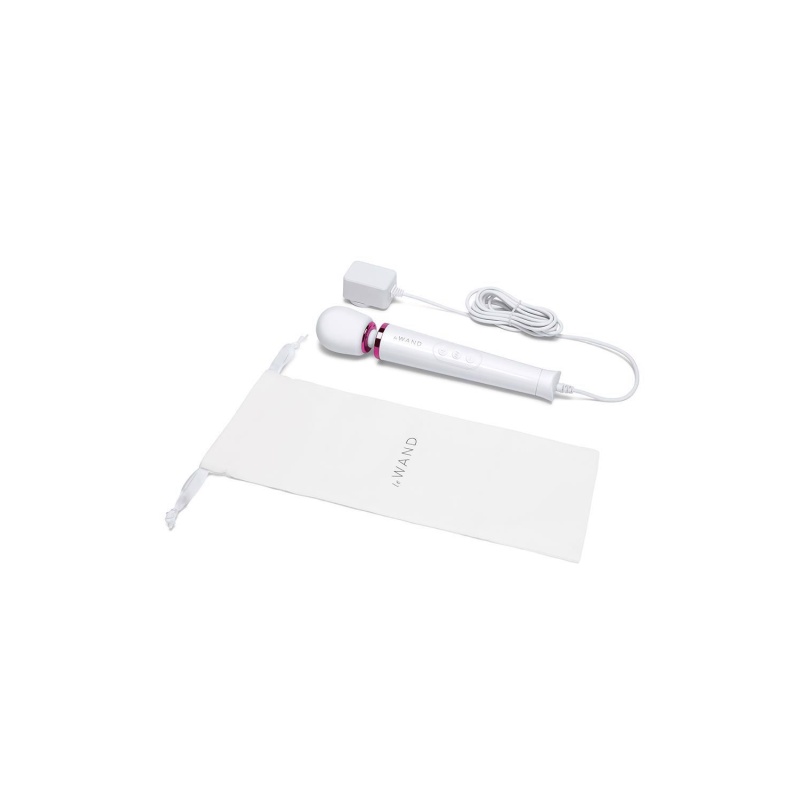 Powerful Petite Plug-In White - masażer-wibrator sieciowy z silikonową głowicą, 10 intensywności, 6 wzorców, 25 cm - 4
