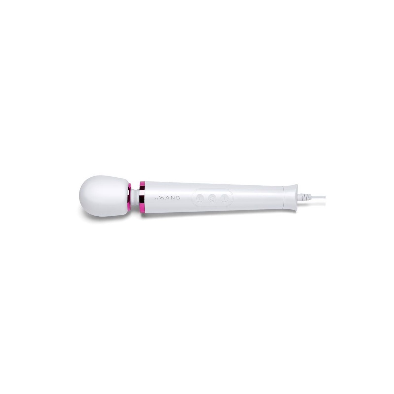 Powerful Petite Plug-In White - masażer-wibrator sieciowy z silikonową głowicą, 10 intensywności, 6 wzorców, 25 cm - 5
