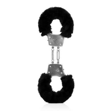 Furry Metal Hand Cuffs - Black - 1