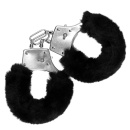 Furry Metal Hand Cuffs - Black - 4