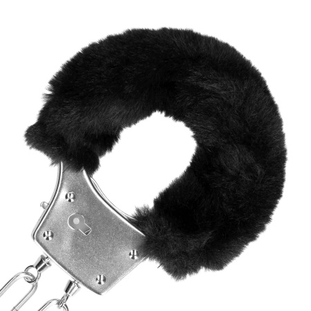 Furry Metal Hand Cuffs - Black - 6