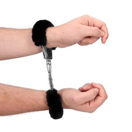 Furry Metal Hand Cuffs - Black - 9
