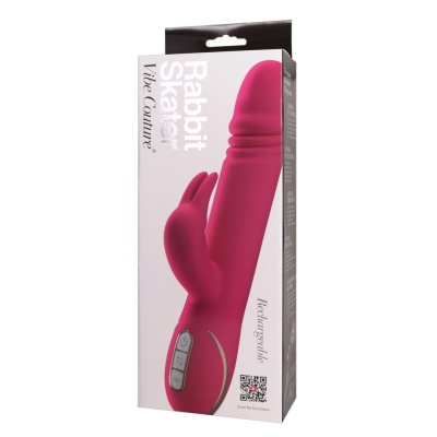 Wibrator króliczy Rabbit Skater Pink z funkcją popychania i 7 trybami wibracji, 23 cm - 1