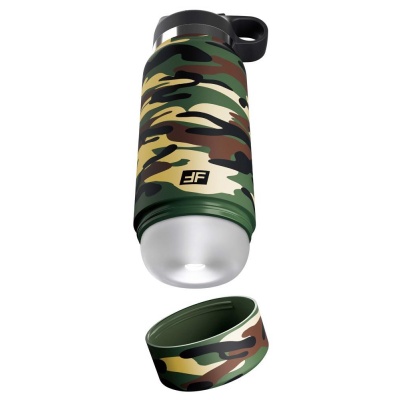 Masturbator męski Happy Camper – kamuflażowa obudowa imitująca butelkę, mechaniczny, długość 23,8 cm - 1 2