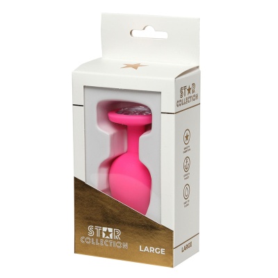 Star Collection - Pink Silicone Anal Plug L - Clear Stone - 1