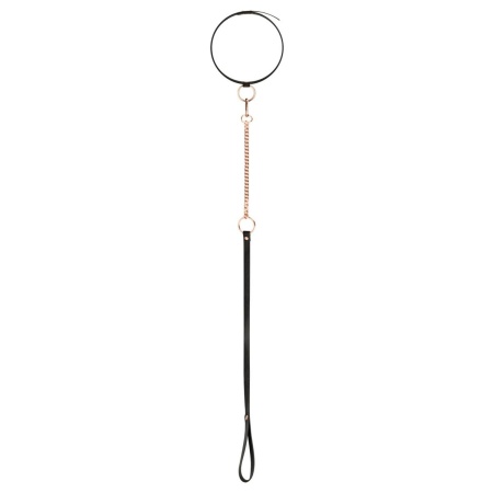 Obroża erotyczna z odczepianą smyczą Collar with Leash Black - czarna, ekologiczna skóra, regulowany obwód - 4