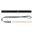 Obroża erotyczna z odczepianą smyczą Collar with Leash Black - czarna, ekologiczna skóra, regulowany obwód - 5
