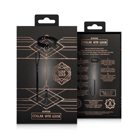 Obroża erotyczna z odczepianą smyczą Collar with Leash Black - czarna, ekologiczna skóra, regulowany obwód - 7