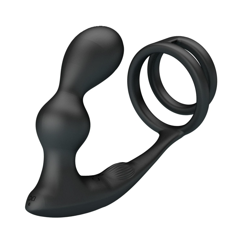 Wibrujący korek analny z pierścieniem na penisa - 12 funkcji, 13,5 cm - 3