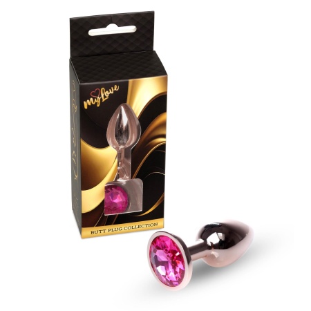 Korek analny Jewellery Red Gold - polerowana stal nierdzewna z diamentem, długość 7 cm, średnica 2,7 cm - 7