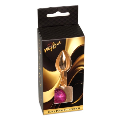 Korek analny Jewellery Red Gold - polerowana stal nierdzewna z diamentem, długość 7 cm, średnica 2,7 cm - 8