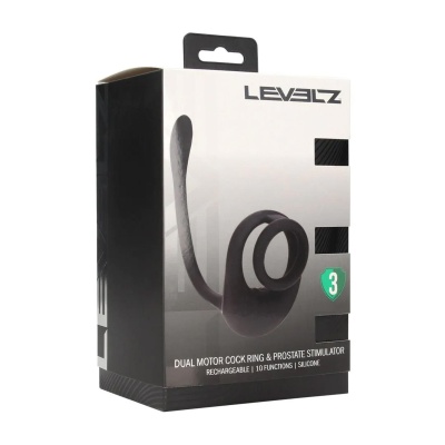 Dual Motor Silicone Cockring with Prostate Stimulator - Black - 1
